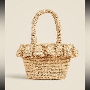 J. Crew Woven Straw Ruffle Tote Hand Bag